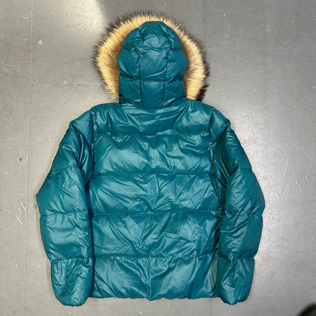 Final Sizes: Fur Hood Puffer Jacket In Blue