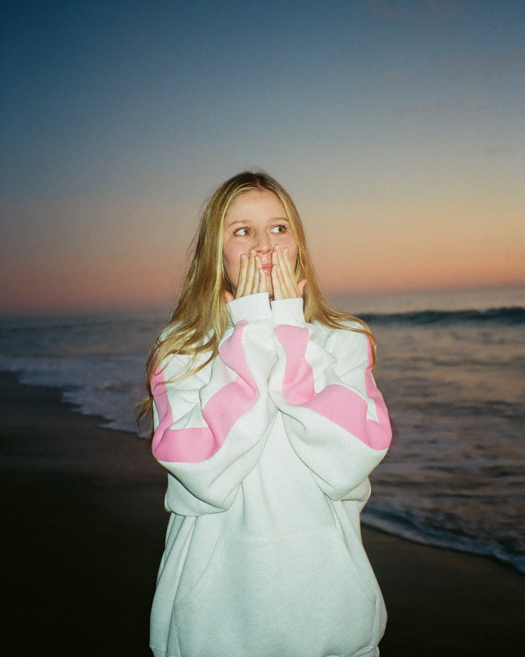Oversized luxe hoodie Pink Stripe