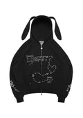 SWEAT À CAPUCHE ZIPPÉ MALFUNCTION BUNNY NOIR (OREILLES DÉTACHABLES)