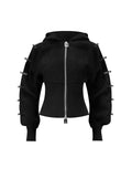 SWEAT À CAPUCHE ZIPPÉ À TAILLE AJUSTÉE AVEC BOUCLE CRUSH NOIR