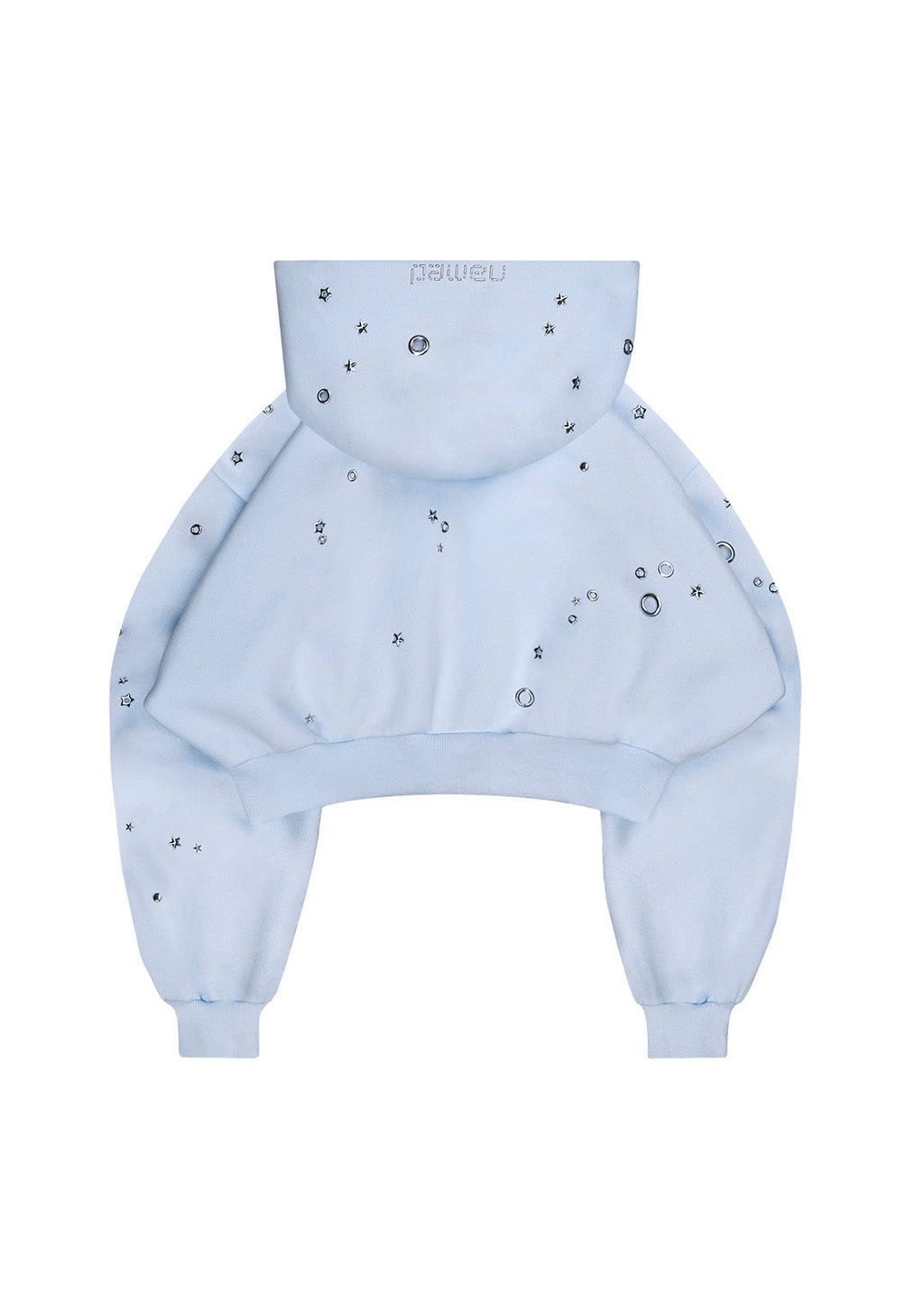 SWEAT À CAPUCHE ZIPPÉ COURT À ŒILLETS GLITCH BLEU BÉBÉ
