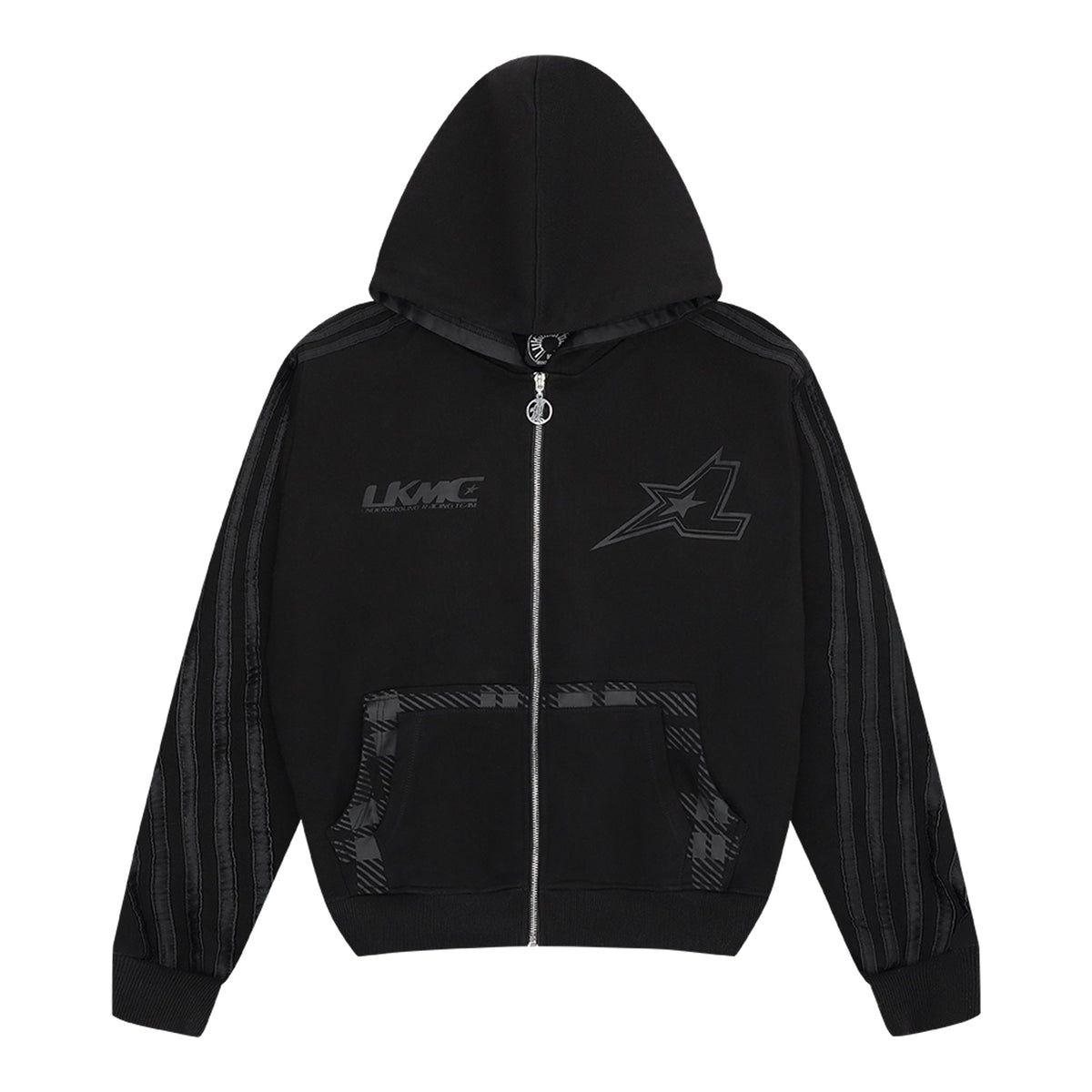 Zip Hoodie Striped - Black on  Black