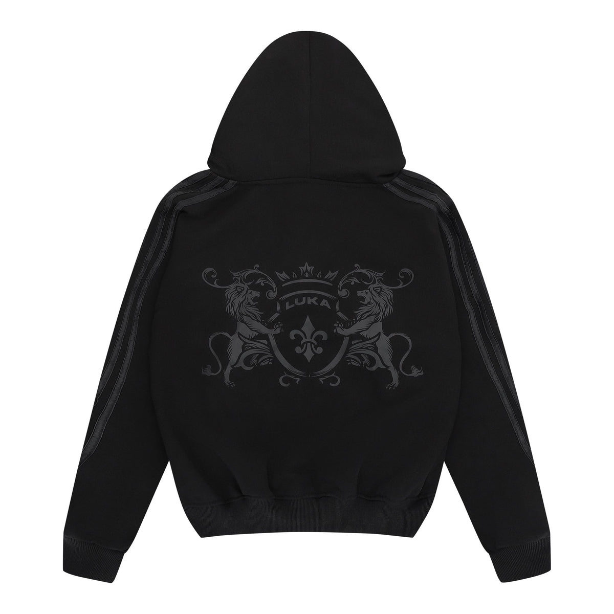 Zip Hoodie Striped - Black on  Black
