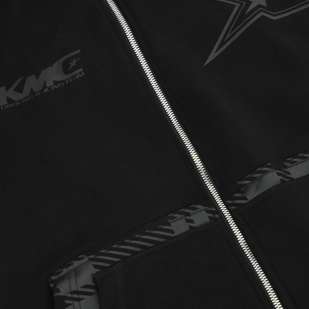 Zip Hoodie Striped - Black on Black