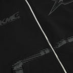 Kapuzenjacke mit Reißverschluss, gestreift – Schwarz auf Schwarz