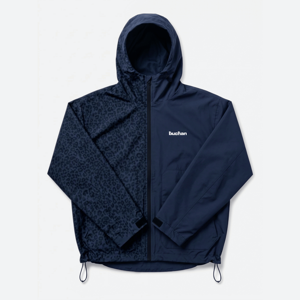 Water Reactive Cheetah Rain Jacket - Navy