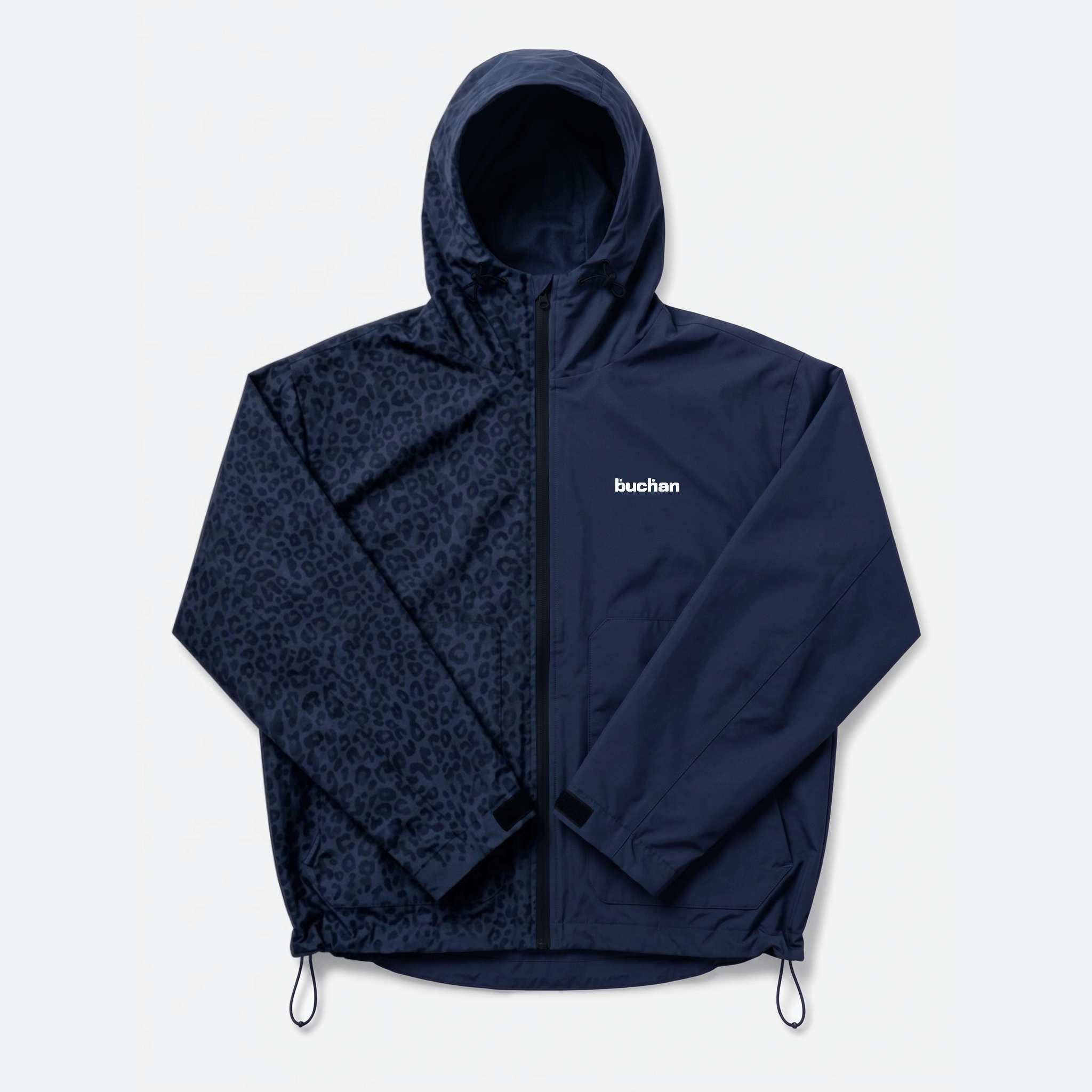 Water Reactive Cheetah Rain Jacket - Navy