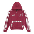 Hoodie met rits en strepen - bordeauxrood