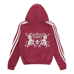 Hoodie met rits en strepen - bordeauxrood