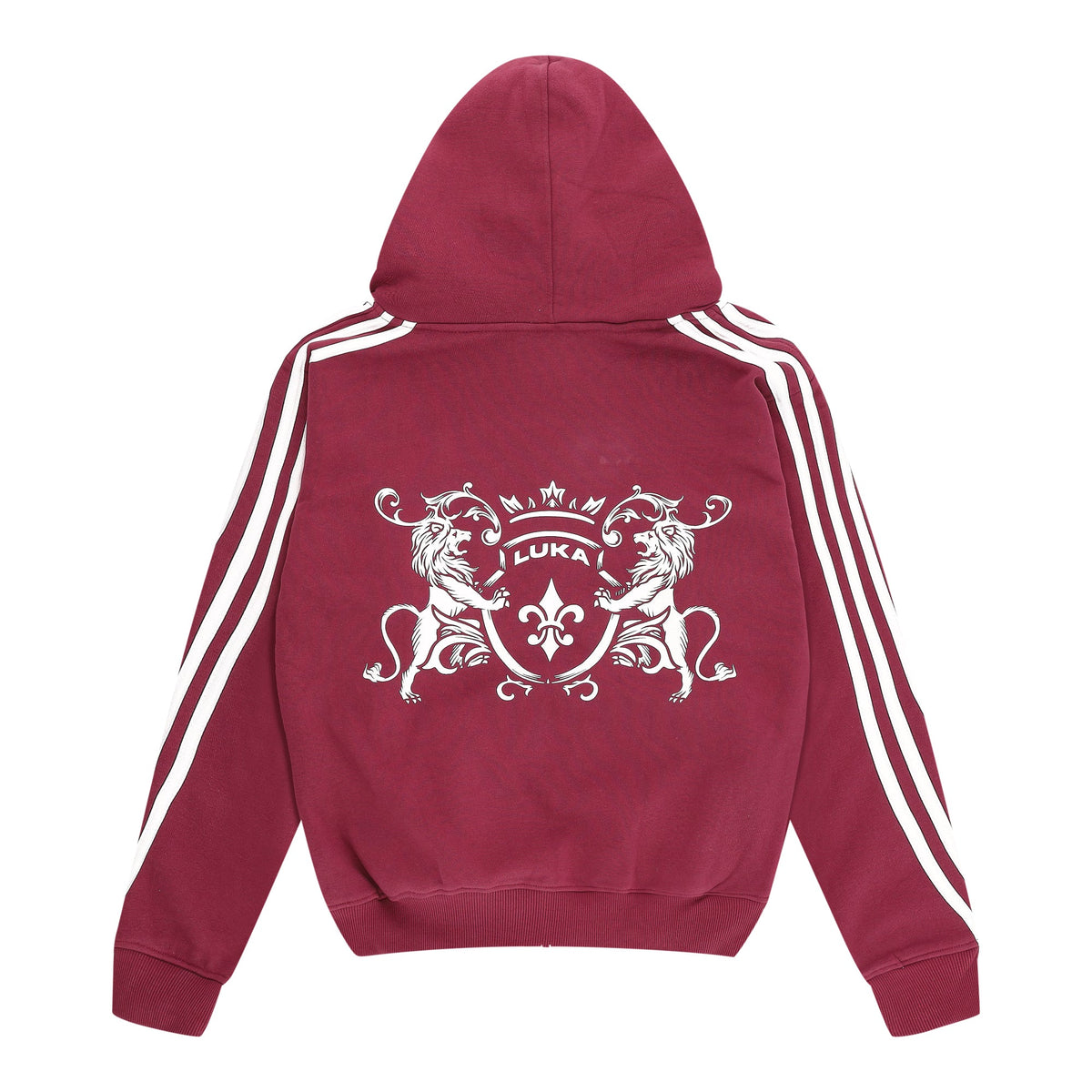 Hoodie met rits en strepen - bordeauxrood