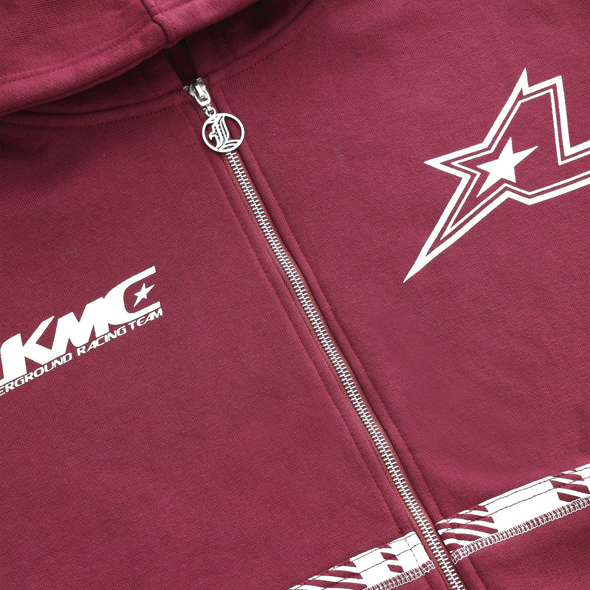 Hoodie met rits en strepen - bordeauxrood