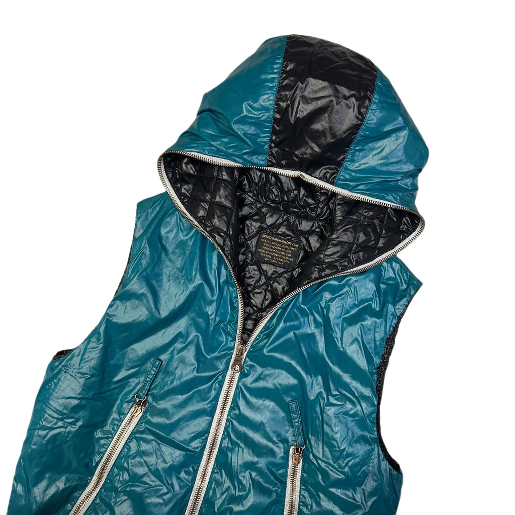 Final Sizes: Hooded Puffer Gilet In Blue