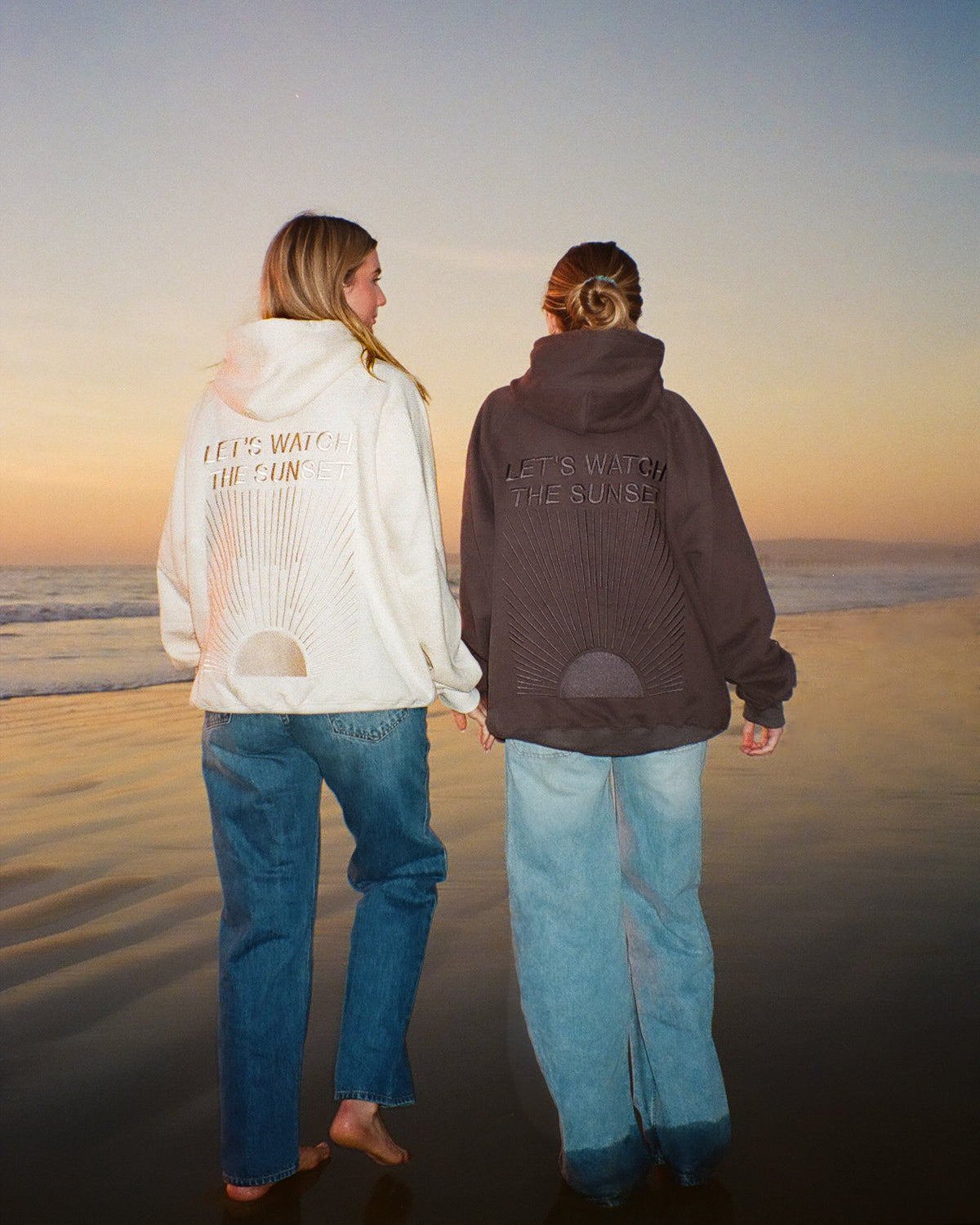 "Yin+Yang" Felpa con cappuccio oversize di lusso "Guardiamo il tramonto"