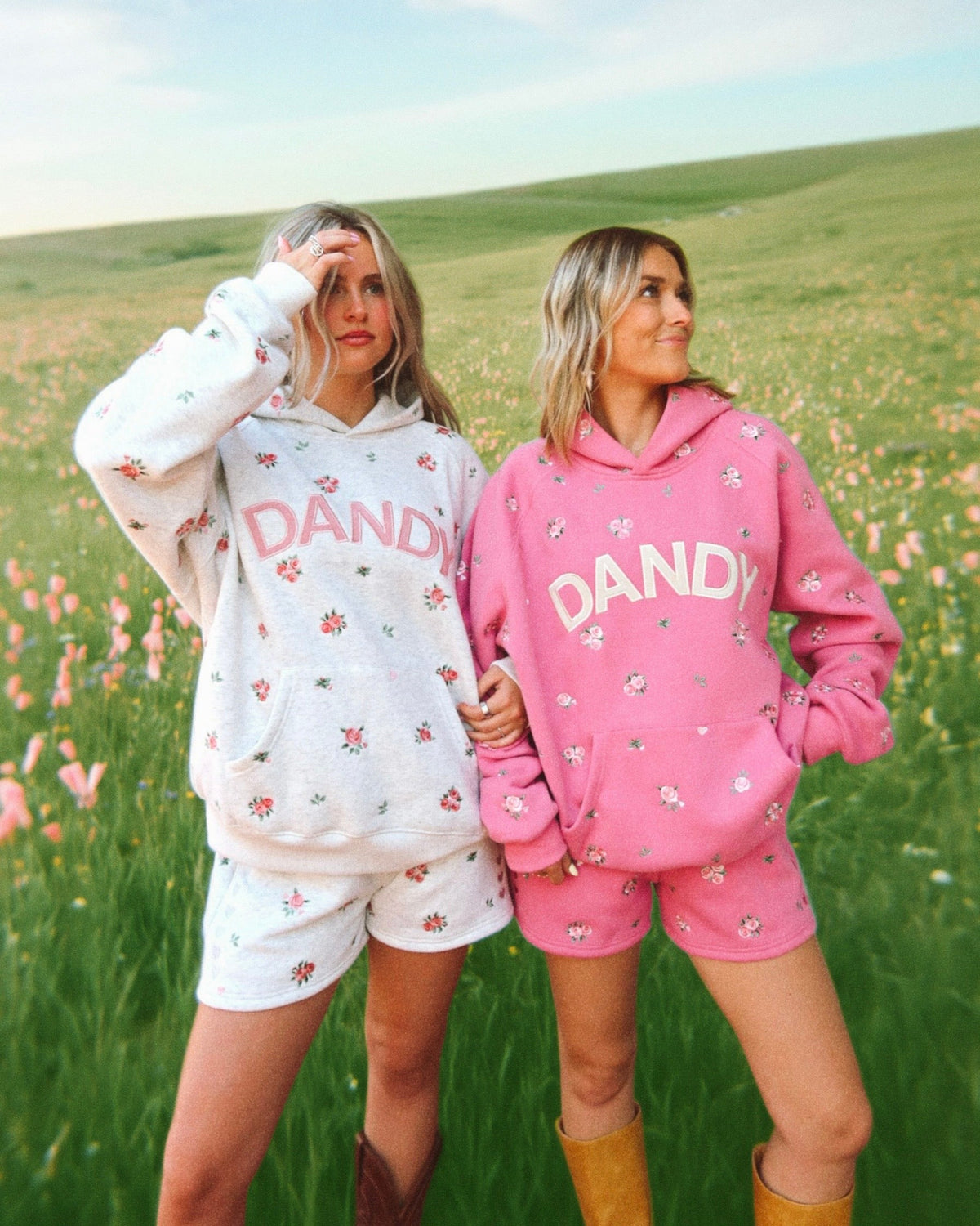 Sweat à capuche oversize Lux « Roses » rose