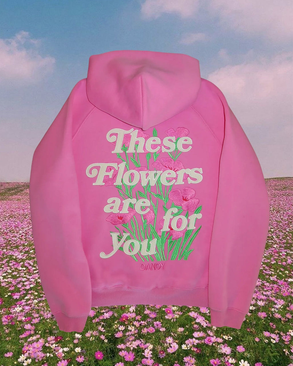 „These Flowers“ Oversized-Luxus-Hoodie in Pink