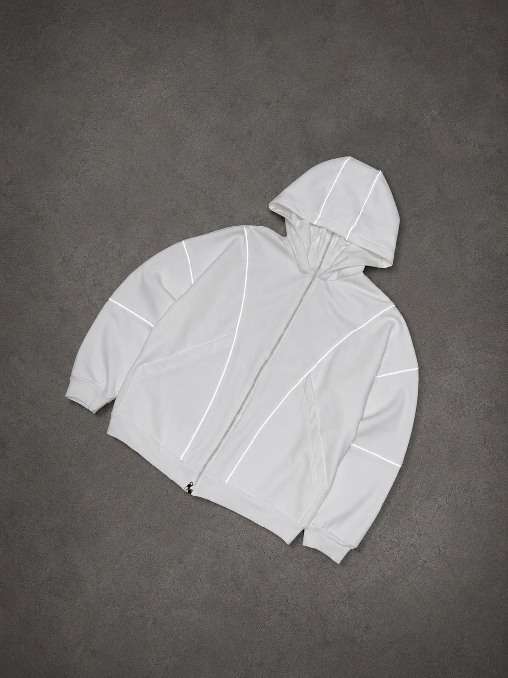 FELPA CON CAPPUCCIO CON ZIP “LIGHTNING” BIANCA