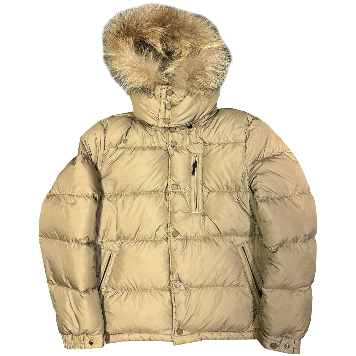 Laatste maten: donsjas met bontkraag in beige