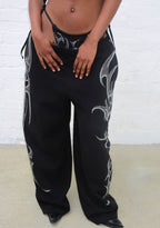 PANTALON DE JOGGING OVERSIZE À STRASS CRASH NOIR