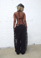 PANTALON DE JOGGING OVERSIZE À STRASS CRASH NOIR