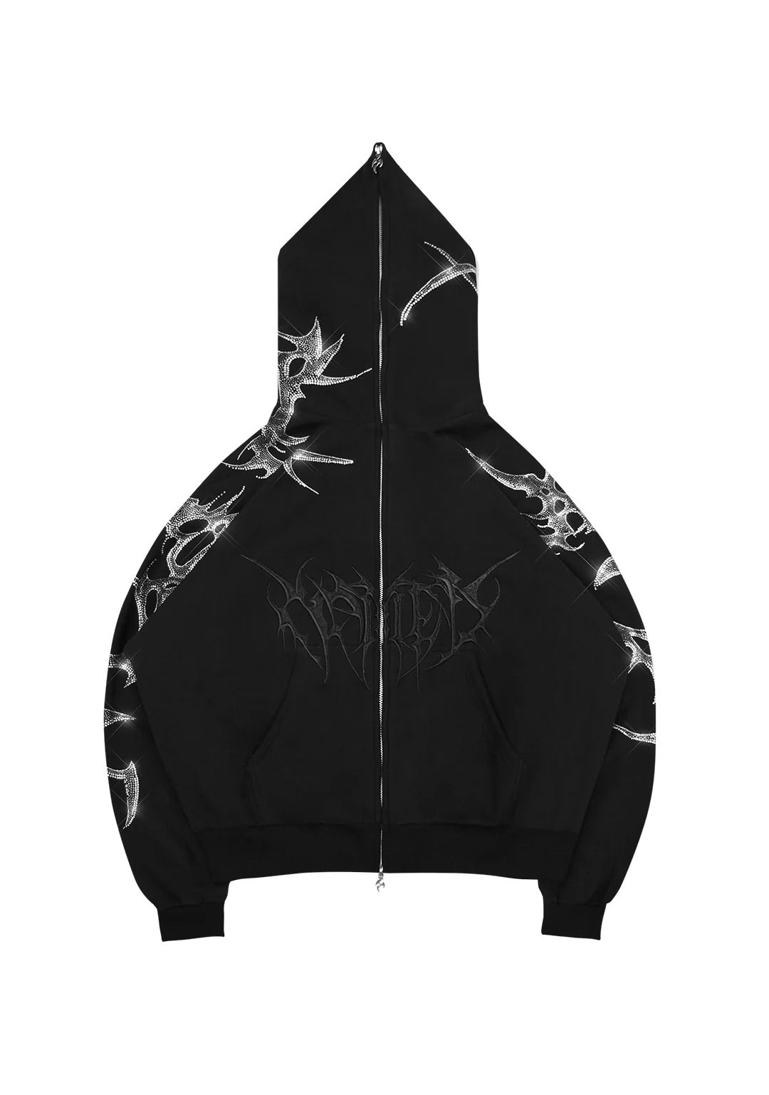 CRASH RHINESTONE ZIP HOODIE BLACK