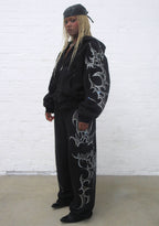 CRASH RHINESTONE ZIP HOODIE BLACK