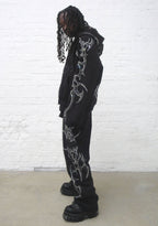 PANTALON DE JOGGING OVERSIZE À STRASS CRASH NOIR