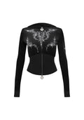 CURSE RHINESTONE VELOUR ZIP-HOODIE SCHWARZ