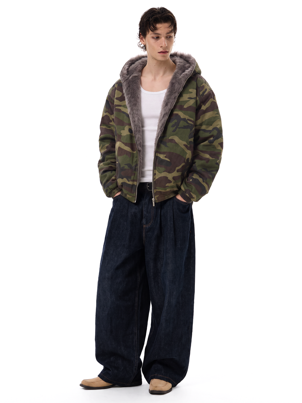 Veste sherpa camouflage