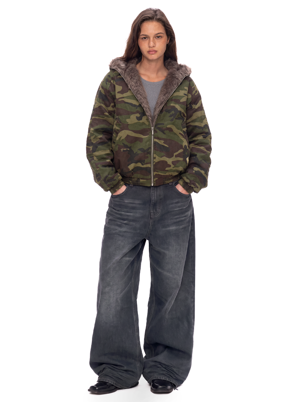 Veste sherpa camouflage