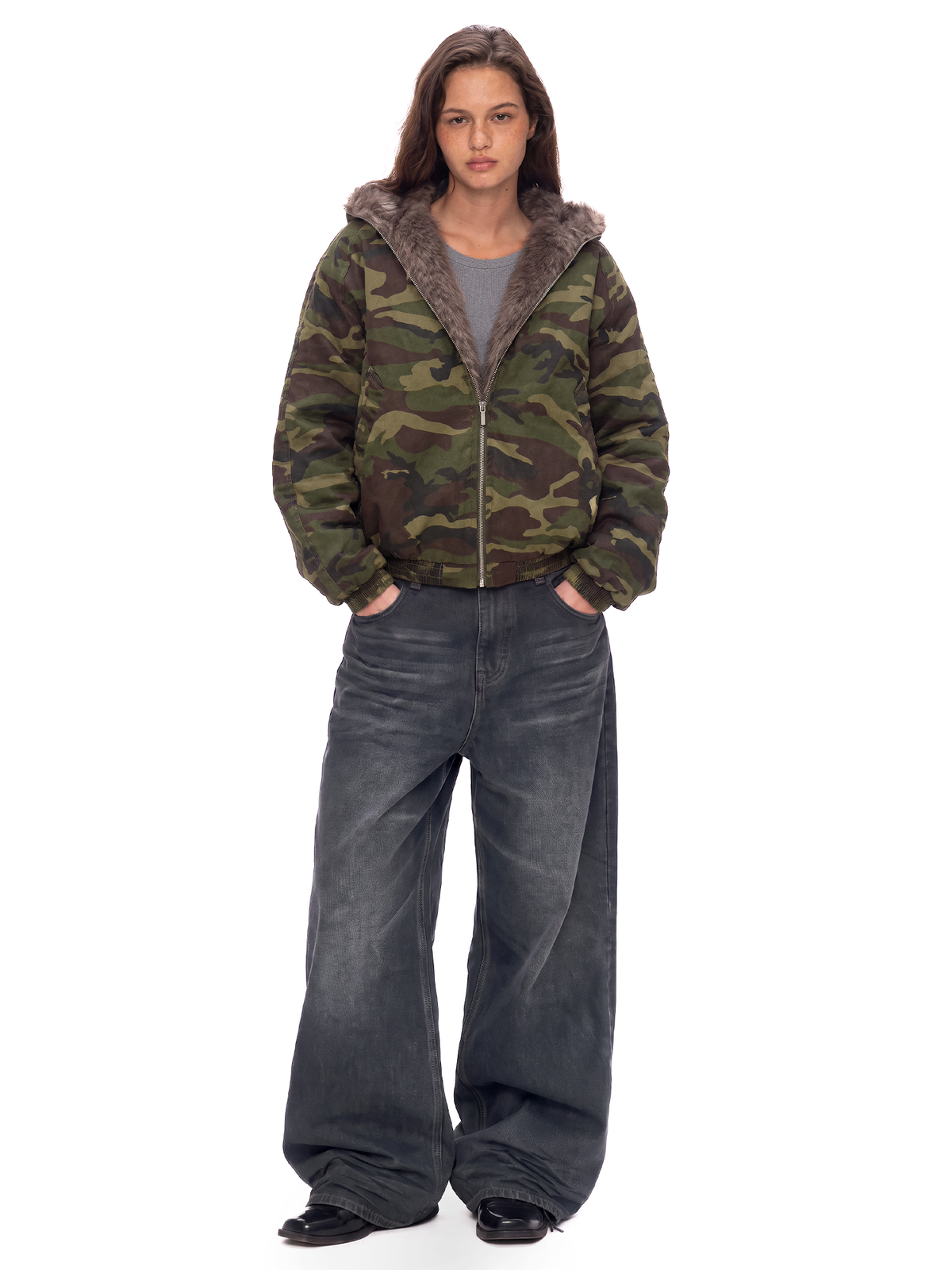 Veste sherpa camouflage