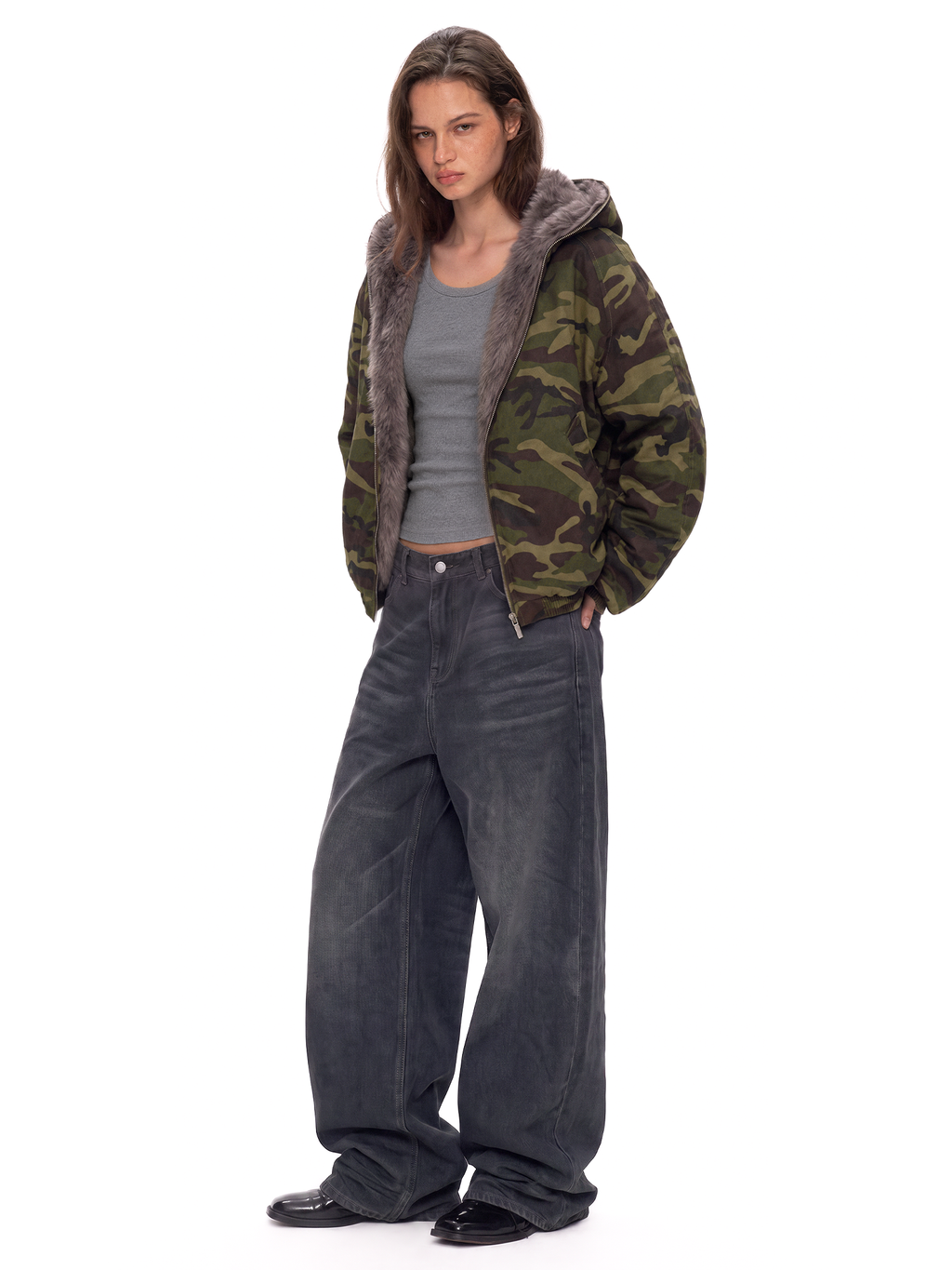 Veste sherpa camouflage