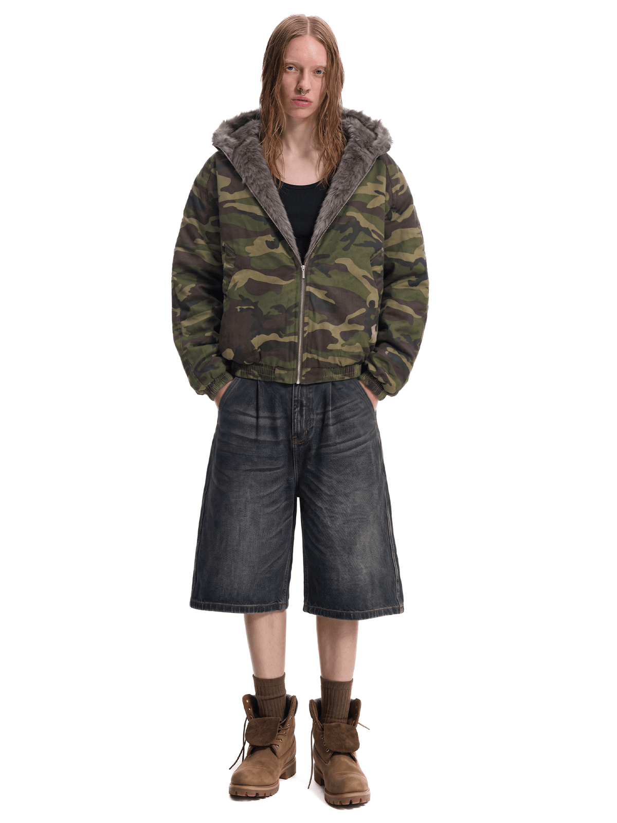 Veste sherpa camouflage
