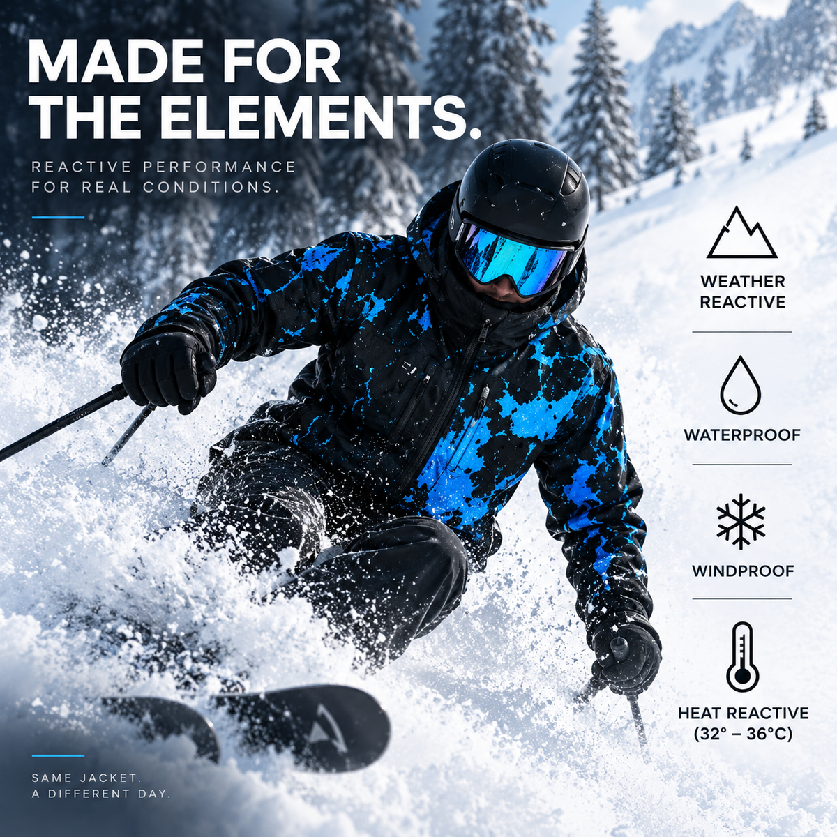 Water-Reactive Color-Shift Snow Jacket