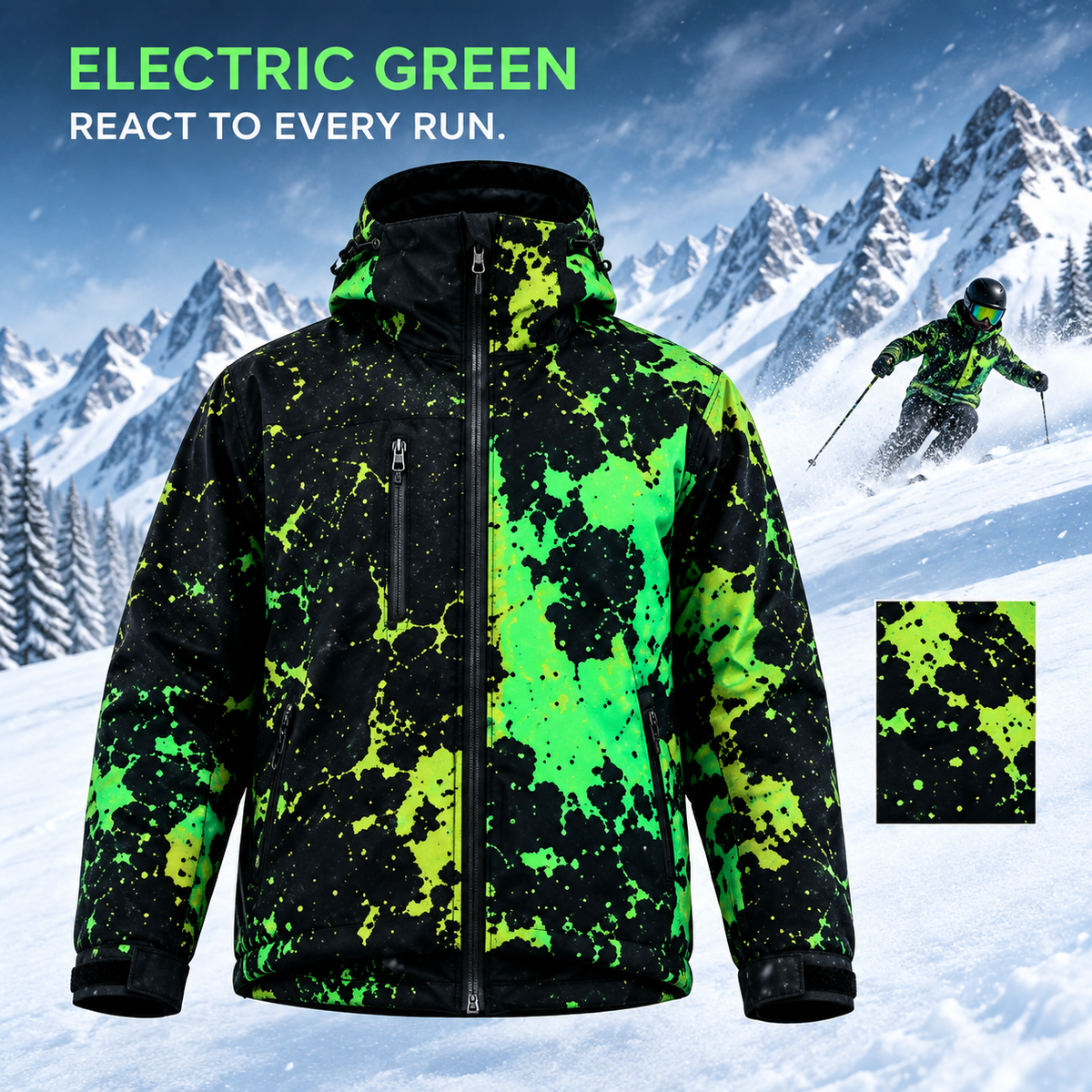 Water-Reactive Color-Shift Snow Jacket