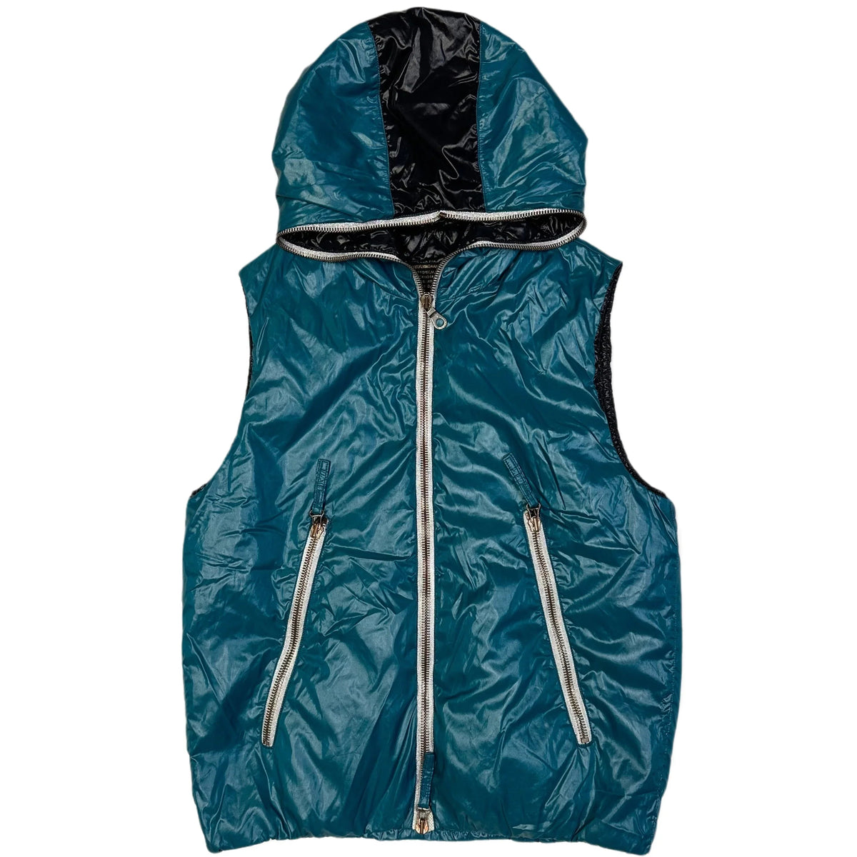 Final Sizes: Hooded Puffer Gilet In Blue