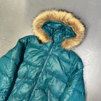 Final Sizes: Fur Hood Puffer Jacket In Blue