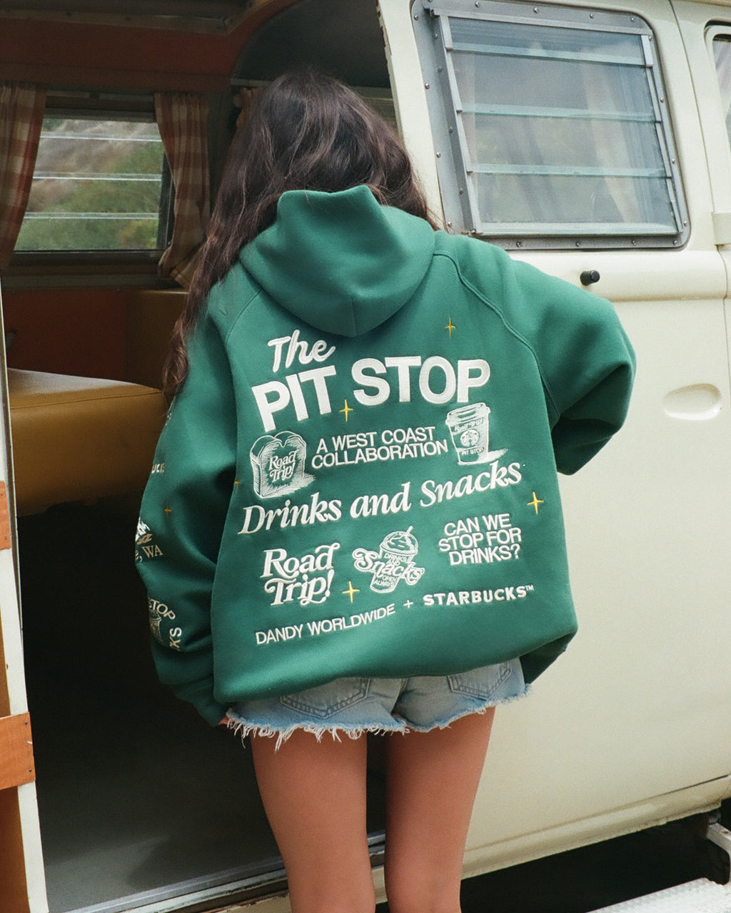 "Pit Stop"-hoodie i grönt