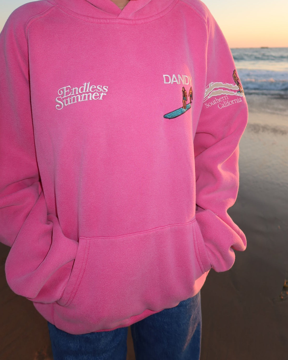 "Endless Summer" Luksusowa bluza z kapturem o kroju oversize w kolorze spranego vintage różu