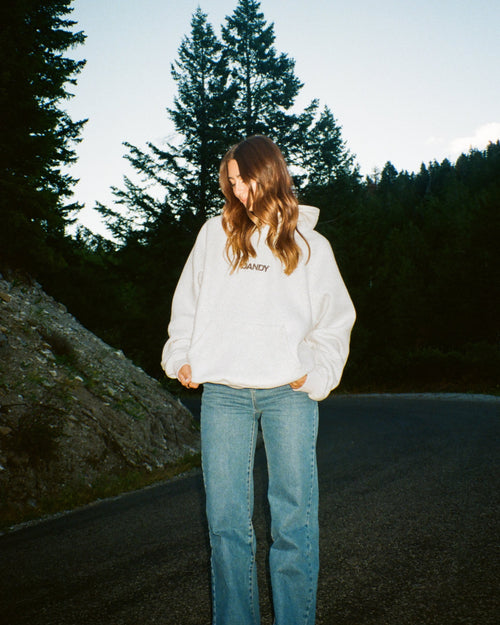 Sweat à capuche oversize « Let's Go On An Adventure » en gris chiné