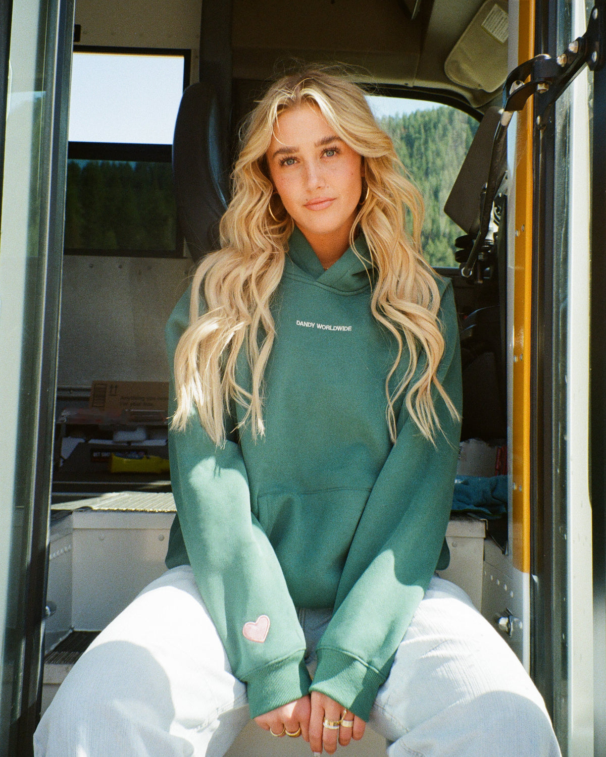 Oversize’owa luksusowa bluza z kapturem „Let's Go on a Drive” w kolorze zielonym