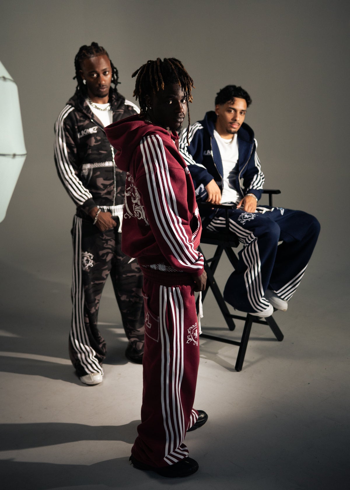 Hoodie met rits en strepen - bordeauxrood