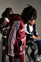 Hoodie met rits en strepen - bordeauxrood