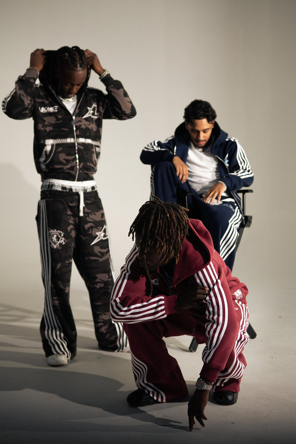 Hoodie met rits en strepen - bordeauxrood
