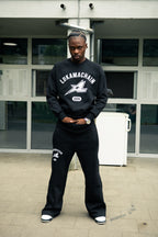 Schwarzer Rundhals-Pullover im High-School-Stil