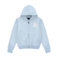 Felpa con cappuccio e zip effetto vissuto Azzurro pastello
