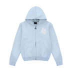 Distressed Zip Hoodie Baby Blue