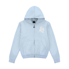 Distressed Zip Hoodie Baby Blue