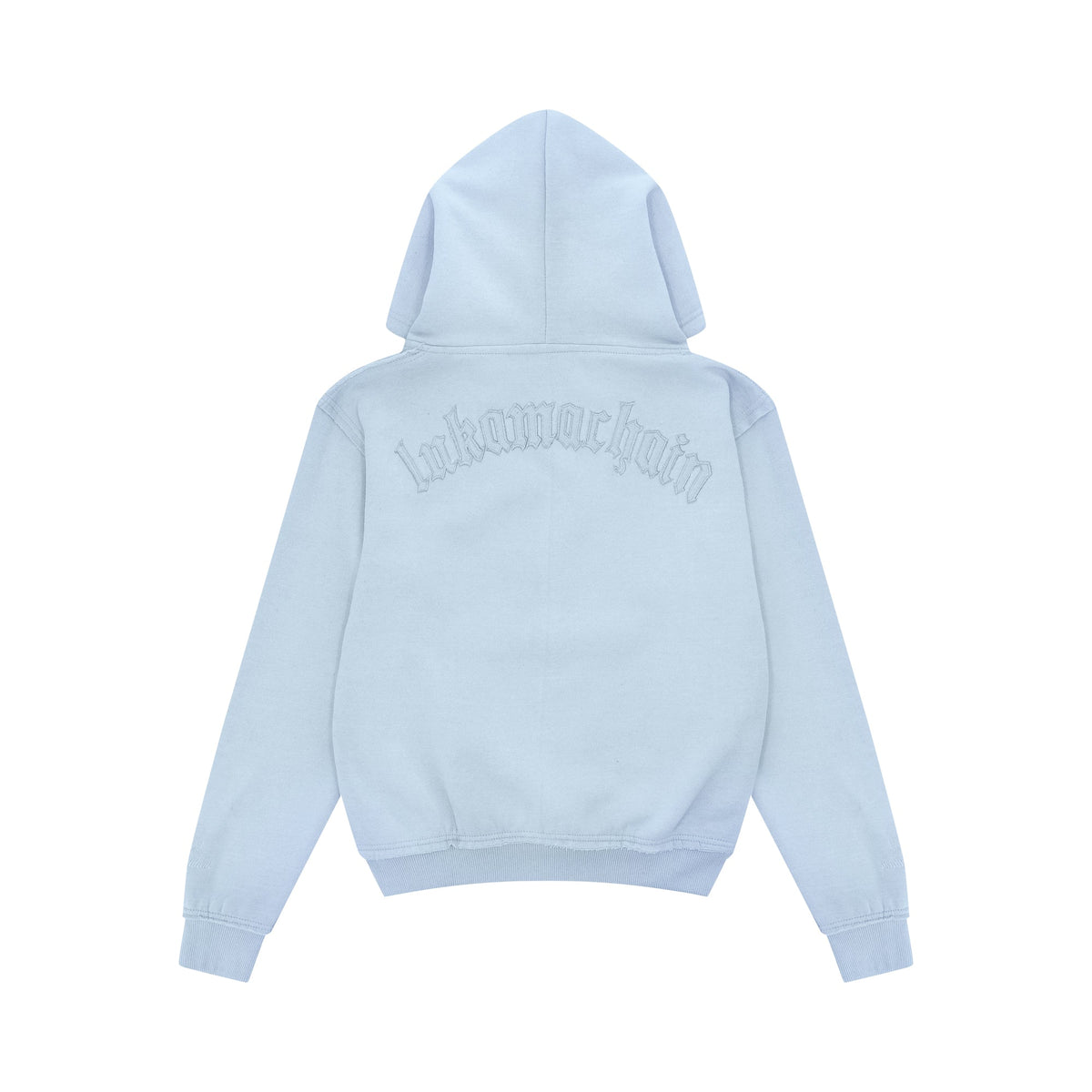 Hoodie met rits en distressed-look Babyblauw