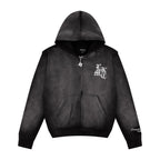 Distressed Zip Hoodie Dark Gray