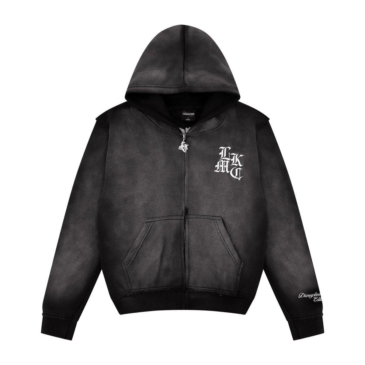 Hoodie met rits en distressed-look Donkergrijs
